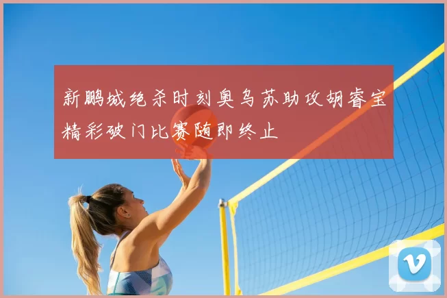 新鹏城绝杀时刻奥乌苏助攻胡睿宝精彩破门比赛随即终止